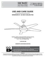 Hampton Bay 91661 Windward IV 52inch Ceiling Fan 91662 Windward IV 52inch Ceiling Fan Ceiling Fan Operating Manual